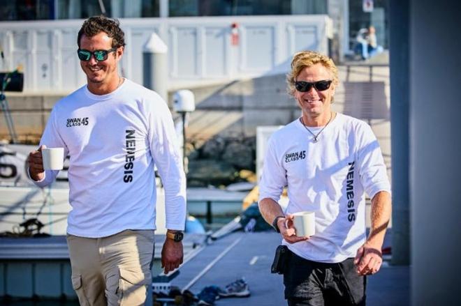 Both from Lymington: Ben Harris (left) and James Heald raced the Swan 45, Nemesis doublehanded in the third edition of the race organised by Cowes and London based Royal Ocean Racing Club - RORC Transatlantic Race © RORC / James Mitchell